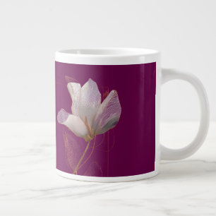 Weiße Magnolie Goldlinien Magenta Jumbo-Tasse