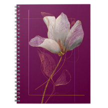 Weiße Magnolie Goldlinien Magenta
