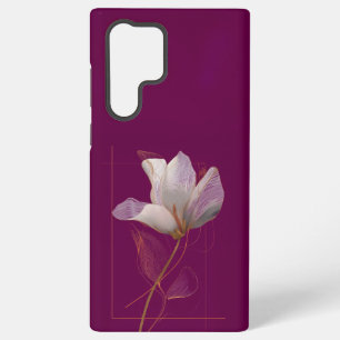 Weiße Magnolie Goldlinien Magenta Samsung Galaxy Hülle