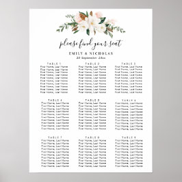 Weiße Magnolie und rosa Blumenhochzeit Poster