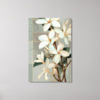 Weiße Magnolien-Blumen-Goldlinien-Marmor