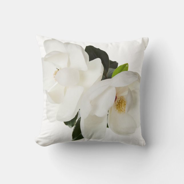 Weiße Magnolien-Blumen-Magnolien-BlumenBlumen Kissen (Vorderseite)
