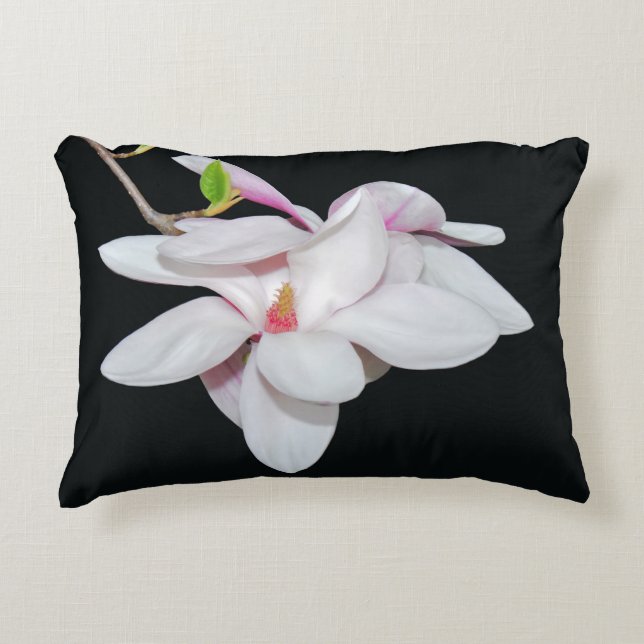 Weiße Magnolien Dekokissen (Vorderseite)