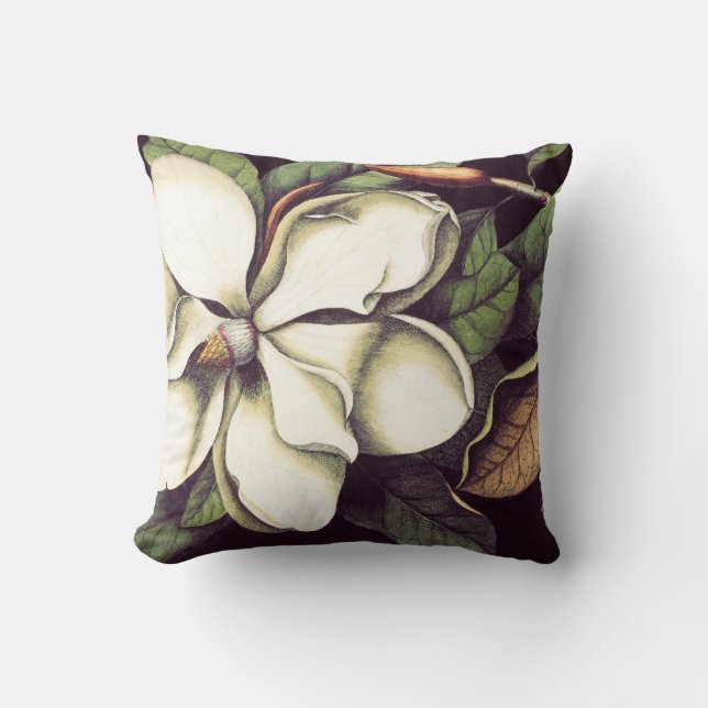 Weiße Magnolien-dekoratives Wurfs-mit Blumenkissen Kissen (Vorderseite)