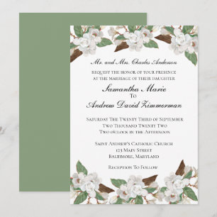 Weiße Magnolien Klassische formelle elegante Hochz Einladung