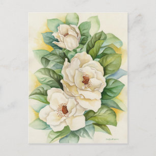 Weiße Magnolien Vintage blühende Blume Art Postkarte