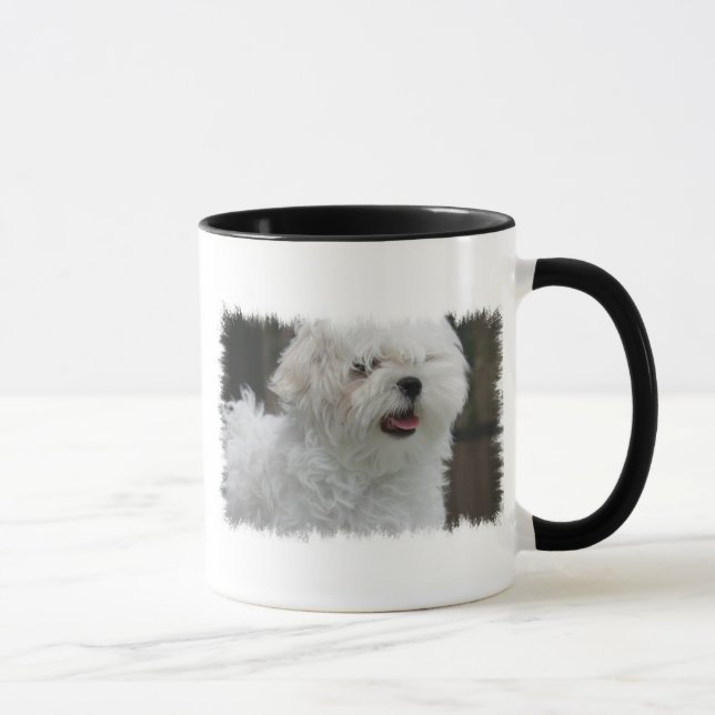 Weiße maltesische Welpen-Kaffee-Tasse Tasse (Rechts)