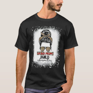 Weiße Mamas erstellen Leopard Messy Bun Mothe T-Shirt