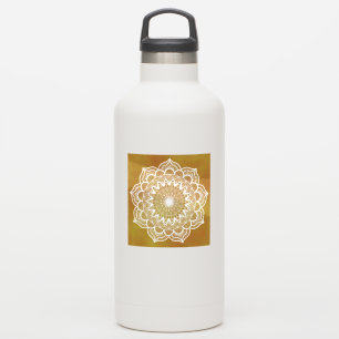 Weiße Mandala auf goldenem Hintergrund Aufkleber