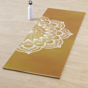 Weiße Mandala auf goldenem Hintergrund Yogamatte