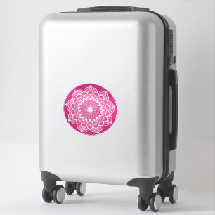 Weiße Mandala auf rosa Hintergrund Aufkleber