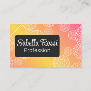 Weiße Mandala Gelb Rosa Blended Rainbow Black Visitenkarte