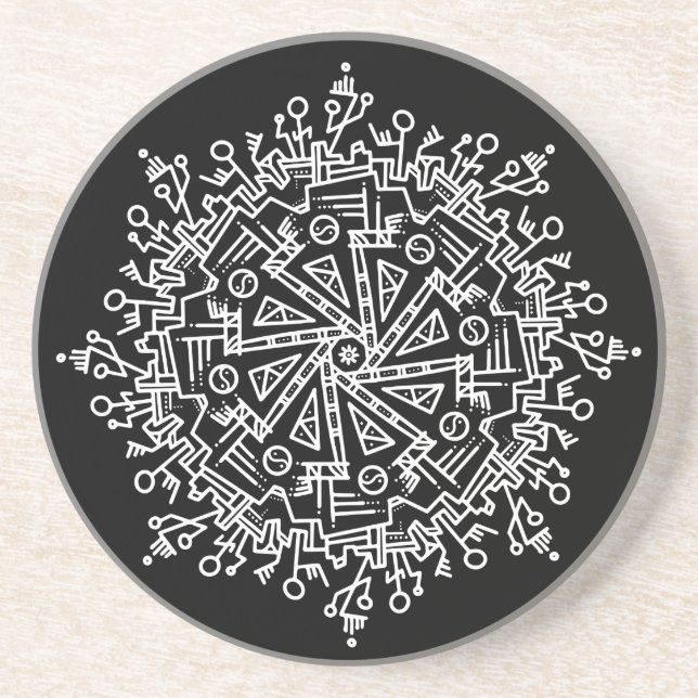 Weiße Mandala Getränkeuntersetzer (Vorne)