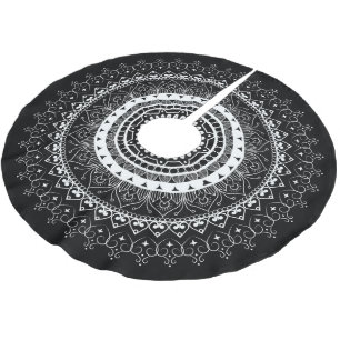 Weiße Mandala Schwarz Polyester Weihnachtsbaumdecke