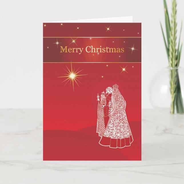 Weiße Männer Religiöse Weihnachten auf rotem Hinte (Vorderseite)