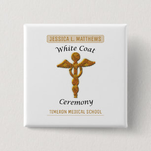 Weiße Mantelzeremonie Gold Medizinisches, Quadrati Button