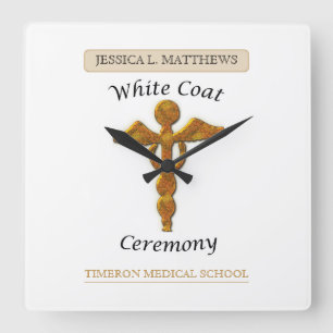 Weiße Manto-Zeremonie Gold Medizin, Quadratisches  Quadratische Wanduhr