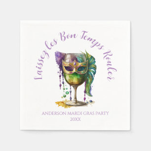 Weiße Mardi-Gras-Maske  Serviette