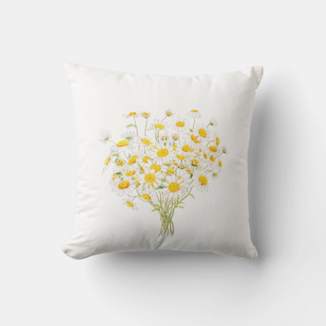 weiße Margaret daisy Aquarellkissen Kissen (Vorderseite)