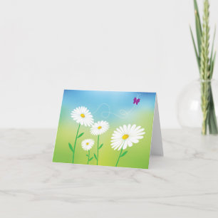 Weiße Margeriten-Blumen Blau Grüne Hallo Liebe Karte