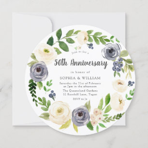 Weiße Marinebrache 50. Hochzeitstag Einladung
