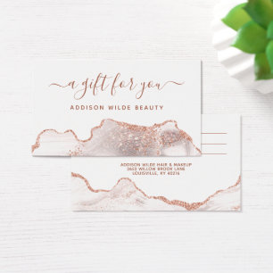 Weiße Marmor-Achat-Roségold-Geschäfts-Geschenkkart