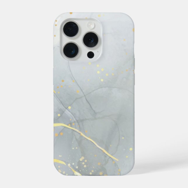 Weiße Marmor-Chic-Glitter iPhone 15 Pro Hülle (Rückseite)