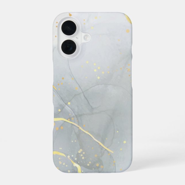 Weiße Marmor-Chic-Glitter iPhone 16 Hülle (Rückseite)