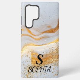 weiße Marmor Chic Gold Glitter Monogramm Samsung Galaxy Hülle