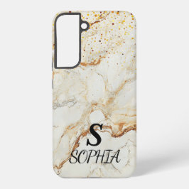 weiße Marmor-Chic-Gold-Glitter-Monogramm Samsung Galaxy Hülle