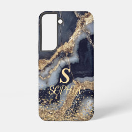 weiße Marmor-Chic-Gold-Glitter-Monogramm Samsung Galaxy Hülle