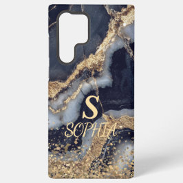weiße Marmor-Chic-Gold-Glitter-Monogramm Samsung Galaxy Hülle