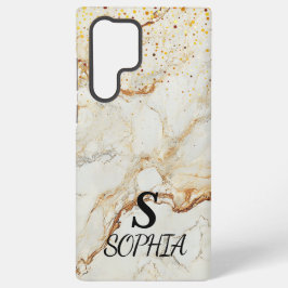 weiße Marmor-Chic-Gold-Glitter-Monogramm Samsung Galaxy Hülle