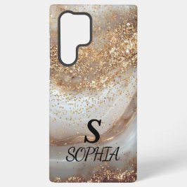 weiße Marmor Chic Gold Glitter Monogramm Samsung Galaxy Hülle