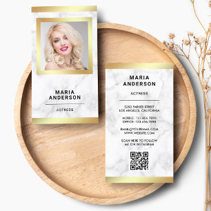 Weiße Marmor Gold Model Schauspielerin QR Code Fot Visitenkarte