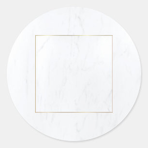 Weiße Marmor Goldrahmen Moderne Elegante Leere Ein Runder Aufkleber