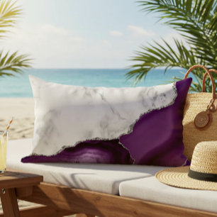 Weiße Marmor Lila Achat Silber Glitter Outdoor Kissen Für Draußen