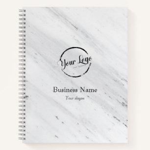 Weiße Marmor-, Logo-, Firmenname Website-Promo Notizbuch
