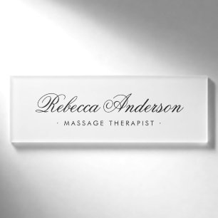 Weiße Marmoradresse in elegantem Kalligraphieskrip Namenschild