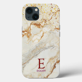 Weiße Marmorchic-Goldglitzer-Monogramm Case-Mate iPhone Hülle