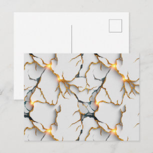 Weiße Marmortextur mit leuchtenden goldenen Adern Postkarte