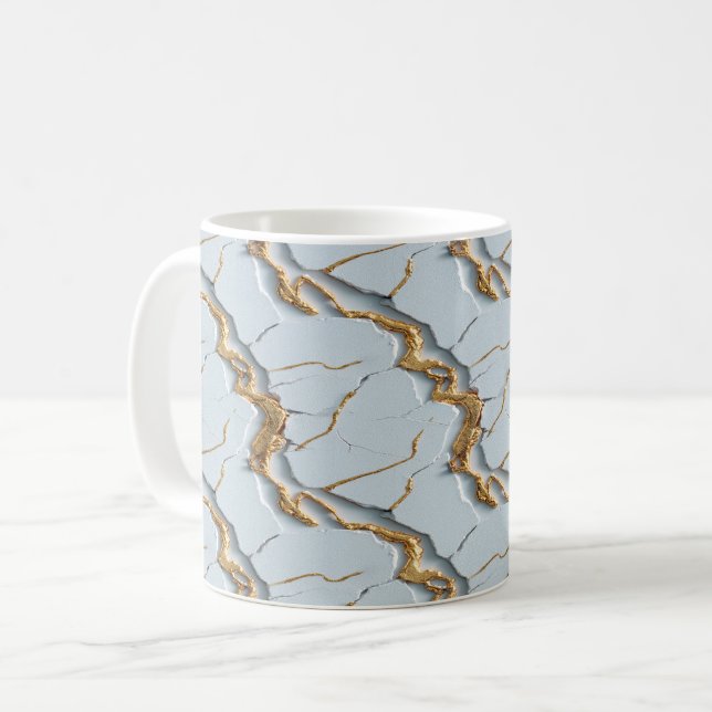 Weiße Marmortextur mit rissigen Goldadern Kaffeetasse (Vorderseite Links)