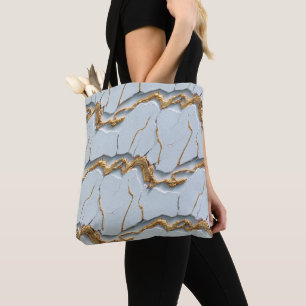 Weiße Marmortextur mit rissigen Goldadern Tasche