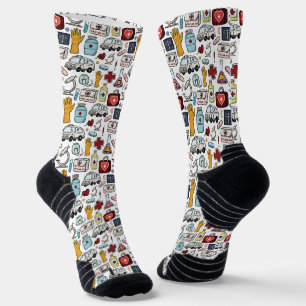 Weiße medizinische Sportbekleidung mit Aufdruck Socken