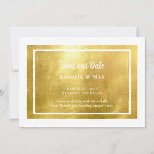 Weiße & Metallic Gold Glam Hochzeitseinladung Save The Date