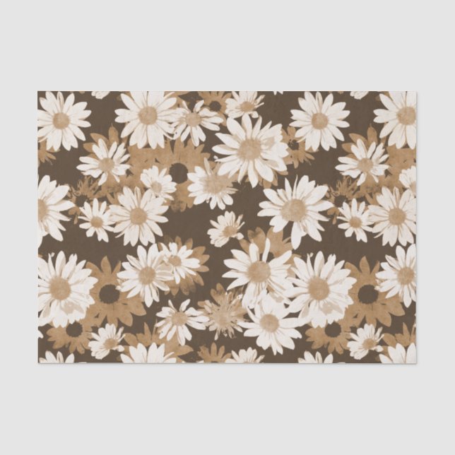 Weiße Milch auf Schokoladenbraun-Blumenmuster Seidenpapier (Vorderseite)