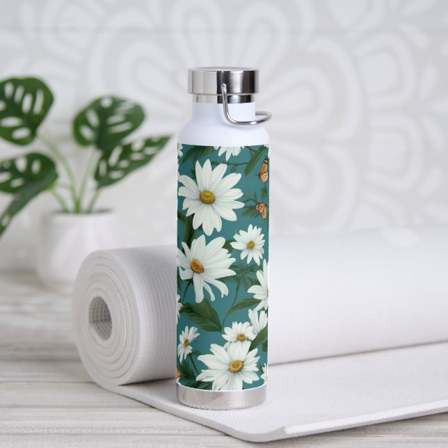 Weiße Milch und Schmetterlinge Trinkflasche (Yoga)