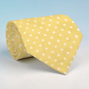 Weiße Mini-Polka-Punkte auf gelber Krawatte