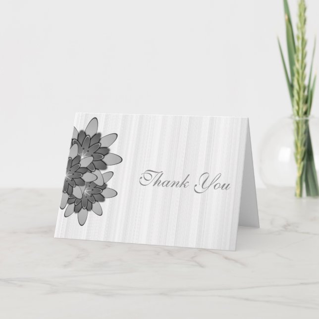 Weiße Minimal mit grauem Floral Lotus Vielen Dank Dankeskarte (Vorderseite)