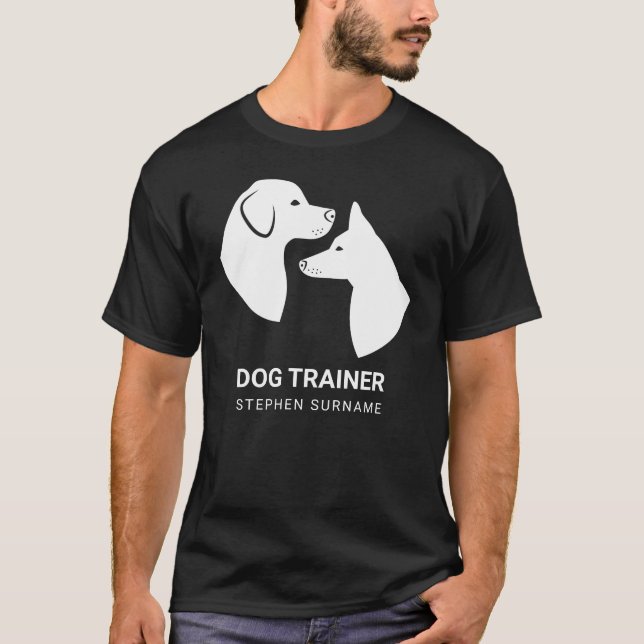 Weiße minimale HundekopfSilhouetten - Hundetrainer T-Shirt (Vorderseite)